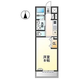 プランドール 1Kの間取図画像