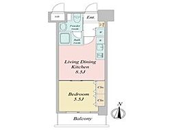 プラウランド堀田 1LDKの間取図画像