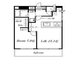 山川ビル 1LDKの間取図画像