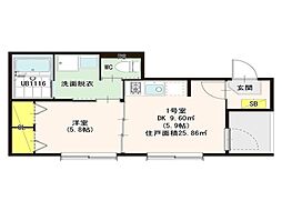 ハーモニーテラスPortTerrace 1LDKの間取図画像