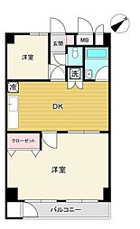 ライオンズマンション船橋 2DKの間取図画像