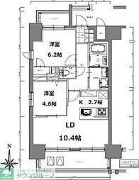 名古屋市営東山線 亀島駅 徒歩3分の賃貸マンション 2階2LDKの間取り