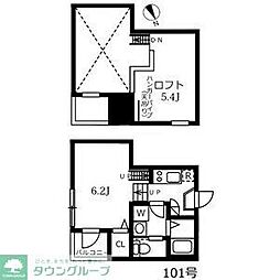 名古屋市営鶴舞線 浄心駅 徒歩5分の賃貸アパート 2階1Kの間取り