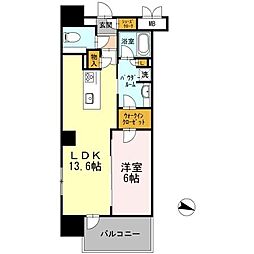 ロイヤルパークスERささしま　EAST 7階1LDKの間取り