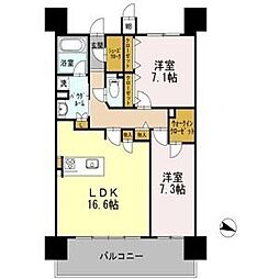 ロイヤルパークスERささしま　EAST 10階2LDKの間取り