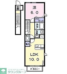JR東海道本線 尾頭橋駅 徒歩14分の賃貸アパート 2階1LDKの間取り