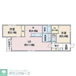 名古屋市営桜通線 高岳駅 徒歩10分の賃貸マンション 4階2LDKの間取り