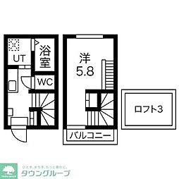 名鉄犬山線 東枇杷島駅 徒歩8分の賃貸アパート 1階ワンルームの間取り
