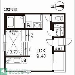 名古屋市営東山線 中村公園駅 徒歩7分の賃貸アパート 1階1LDKの間取り