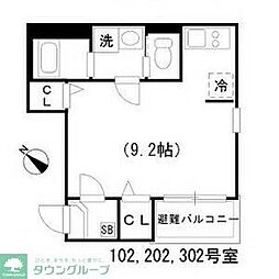 名鉄名古屋本線 栄生駅 徒歩6分の賃貸アパート 3階ワンルームの間取り