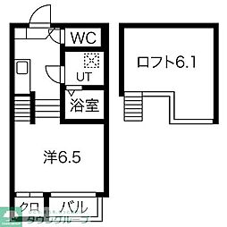 GRANDE本陣 2階1Kの間取り