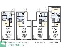アルク上石川 1階ワンルームの間取り