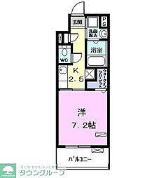 ラタン 5階1Kの間取り