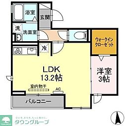 名古屋市営東山線 本陣駅 徒歩4分の賃貸アパート 1階1LDKの間取り