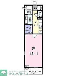 プリムローズ 2階1Kの間取り