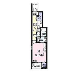名古屋市営鶴舞線 上小田井駅 徒歩6分の賃貸アパート 1階1Kの間取り
