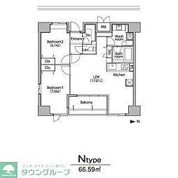 名古屋市営東山線 伏見駅 徒歩9分の賃貸マンション 8階2LDKの間取り