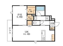 corail blanc 2階1LDKの間取り