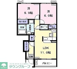 サニー　レジデンス　II 1階2LDKの間取り
