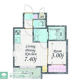名古屋市営東山線 本陣駅 徒歩5分の賃貸アパート 2階1LDKの間取り