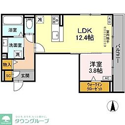 江向Park 1LDKの間取図画像
