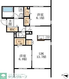 メゾンドゥラミティエ 2LDKの間取図画像