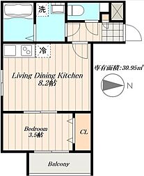 Cherim浄心West 1LDKの間取図画像