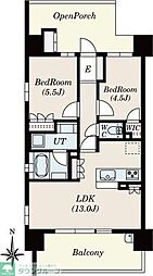 アリヴィス金山イースト 2LDKの間取図画像