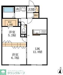 プライア桜山 2LDKの間取図画像