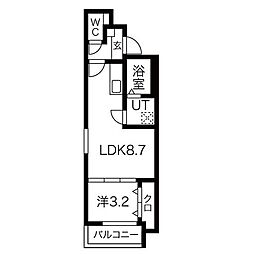 MOVE本陣PREMIO 1LDKの間取図画像