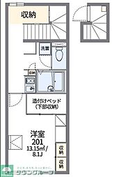 レオパレスかすもり 1Kの間取図画像