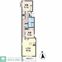パール雪見 2LDKの間取図画像