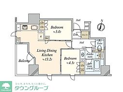 プラウドタワー名駅南 2LDKの間取図画像