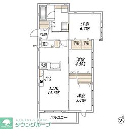 パレ新瑞 3LDKの間取図画像