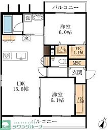 FUJISTAR西山元町 2LDKの間取図画像