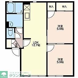 グリーン御膳洞C 2LDKの間取図画像