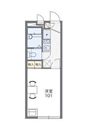 レオパレスサンライズ 2階1Kの間取り