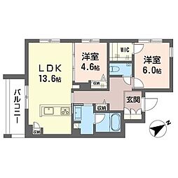 レフィシア腰越 2LDKの間取図画像