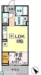 ポール・ヴェール 1階1LDKの間取り