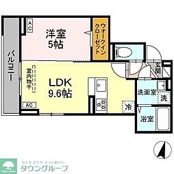 D-paina港南 3階1LDKの間取り