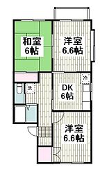 横浜市営地下鉄ブルーライン 港南中央駅 徒歩17分の賃貸アパート 2階3DKの間取り