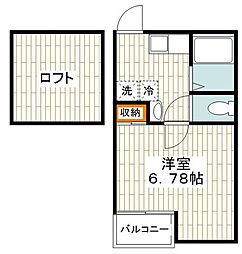 リッチモンド港南台 3階1Kの間取り
