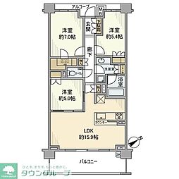 JR横須賀線 東戸塚駅 徒歩5分の賃貸マンション 7階3LDKの間取り