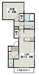 JR京浜東北・根岸線 港南台駅 徒歩15分の賃貸マンション 2階1LDKの間取り