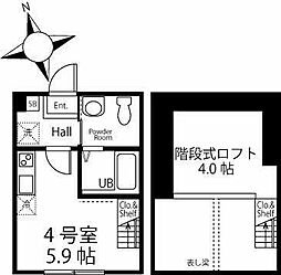 ハーミットクラブハウス ワンルームの間取図画像