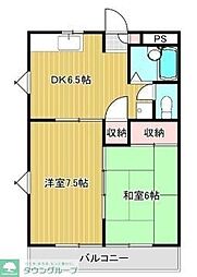エスポワールクラタ 2DKの間取図画像