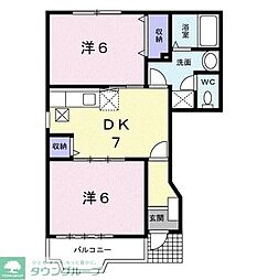 フォルム壱番館 2DKの間取図画像
