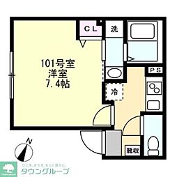 藤沢市辻堂元町4丁目アパート 1Kの間取図画像
