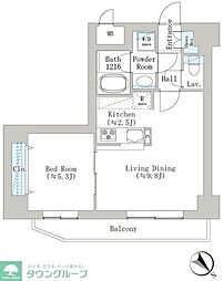 ブリーズ横浜公園 1LDKの間取図画像