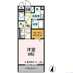 レスポワールゼクス 1Kの間取図画像